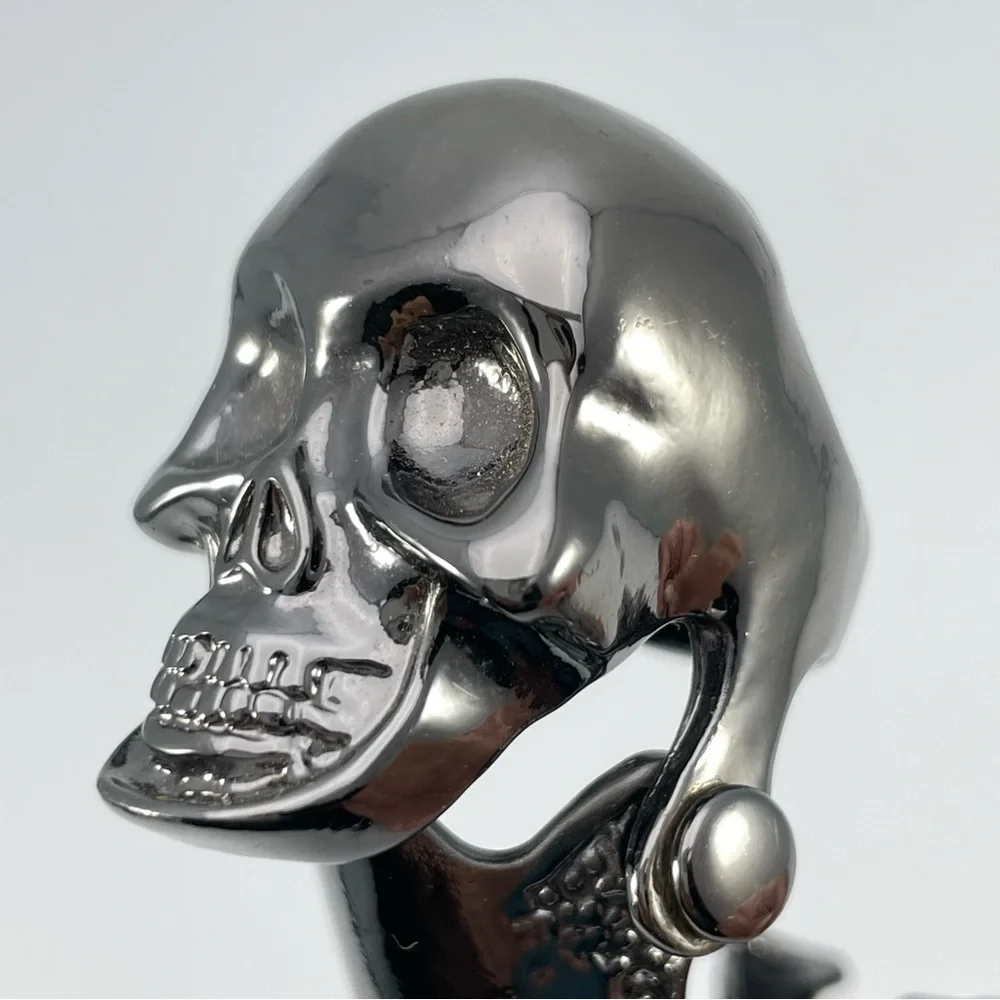 Gothic Statement Armor Jointed Skull Claw Full Finger Ring – Gunmetal
